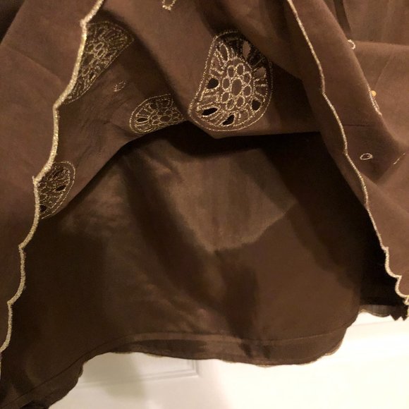 Ann Taylor Loft Brown Skirt with Gold Embroidery - Picture 5 of 8